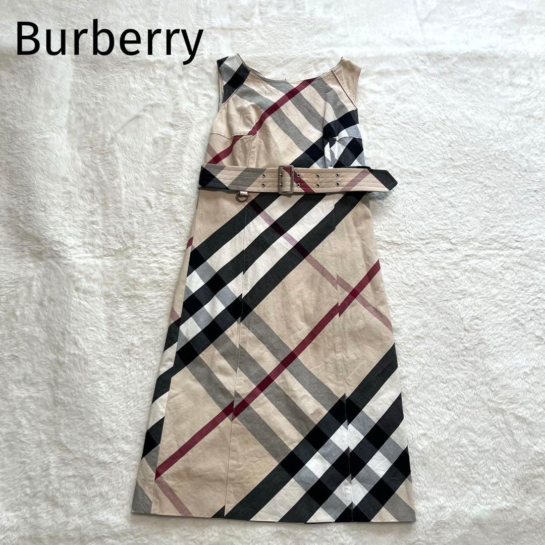 Burberryバーバリーロンドン　ノバ、メガチェック　ワンピース　ベルト付