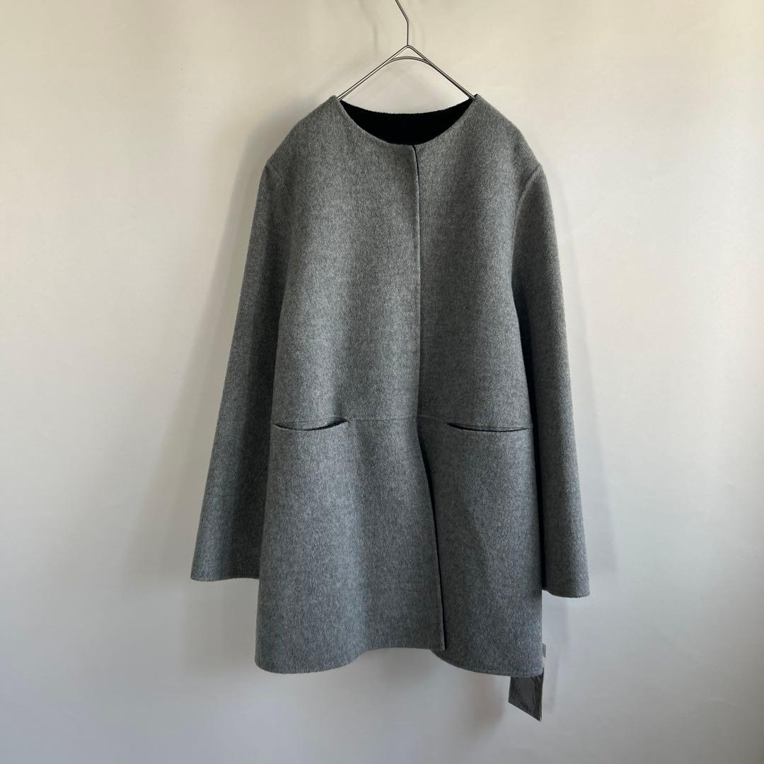新品　東京ソワール　ノーカラー　ウールコート