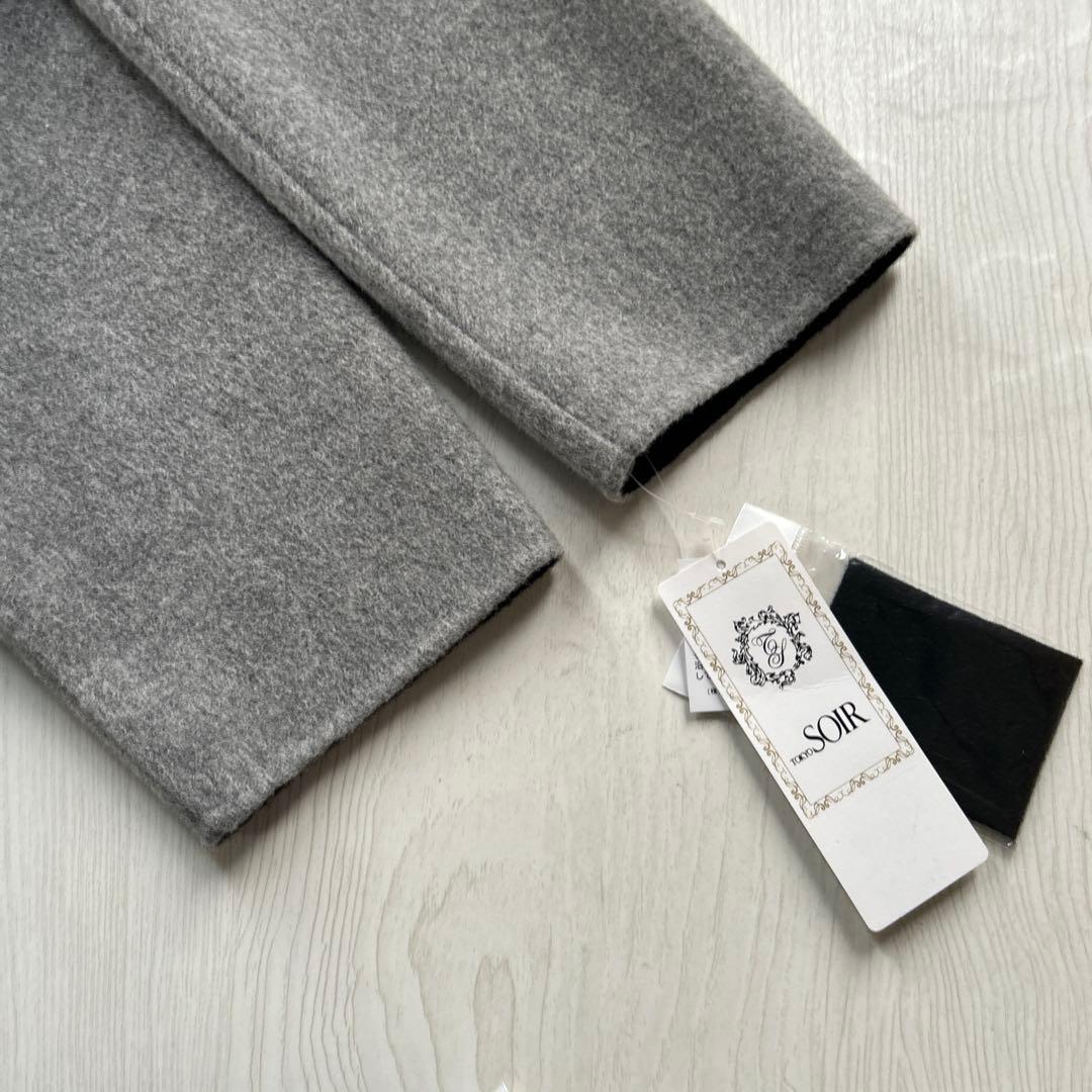 新品　東京ソワール　ノーカラー　ウールコート