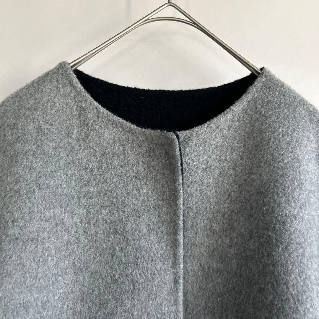 新品　東京ソワール　ノーカラー　ウールコート