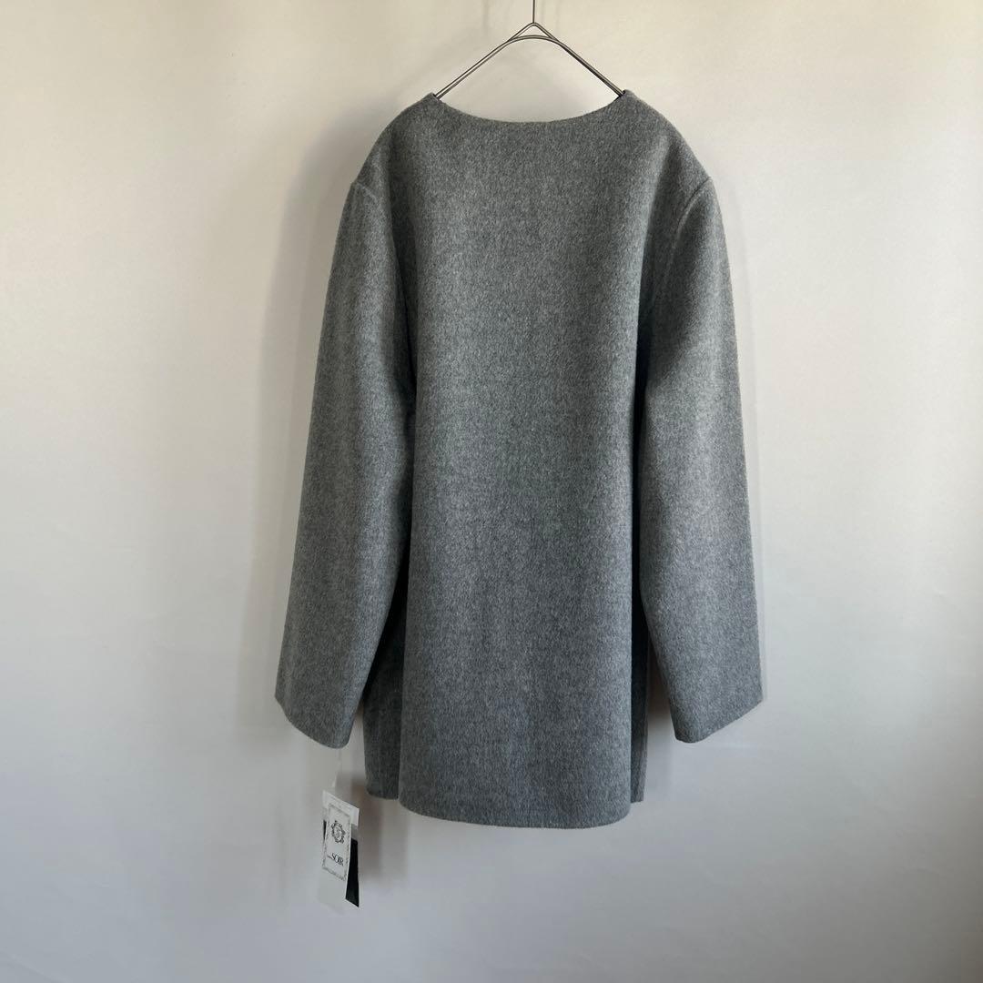 新品　東京ソワール　ノーカラー　ウールコート