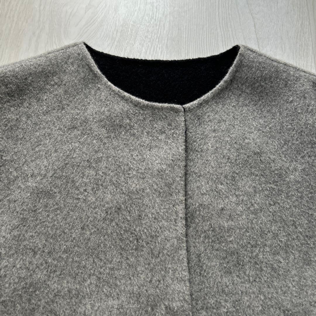 新品　東京ソワール　ノーカラー　ウールコート