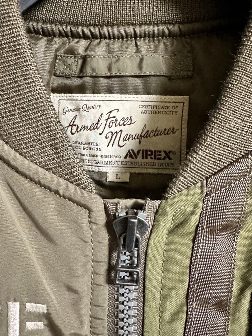 AVIREX MA-1 BLACK KNIGHTS Lサイズ　カーキ