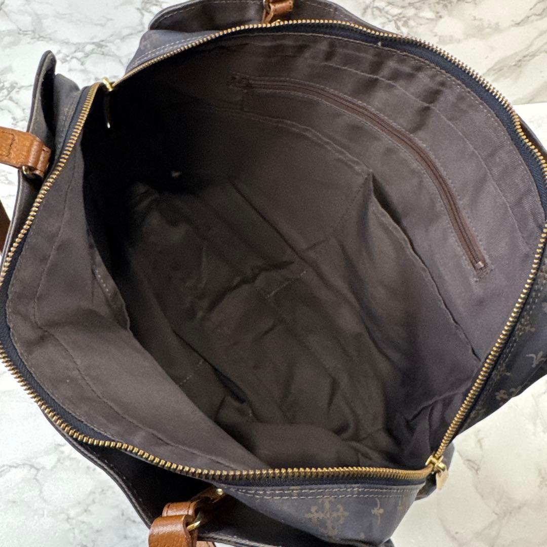 ほぼ未使用品russet ラシット ナイロン×本革 レザートートバッグ ネイビー