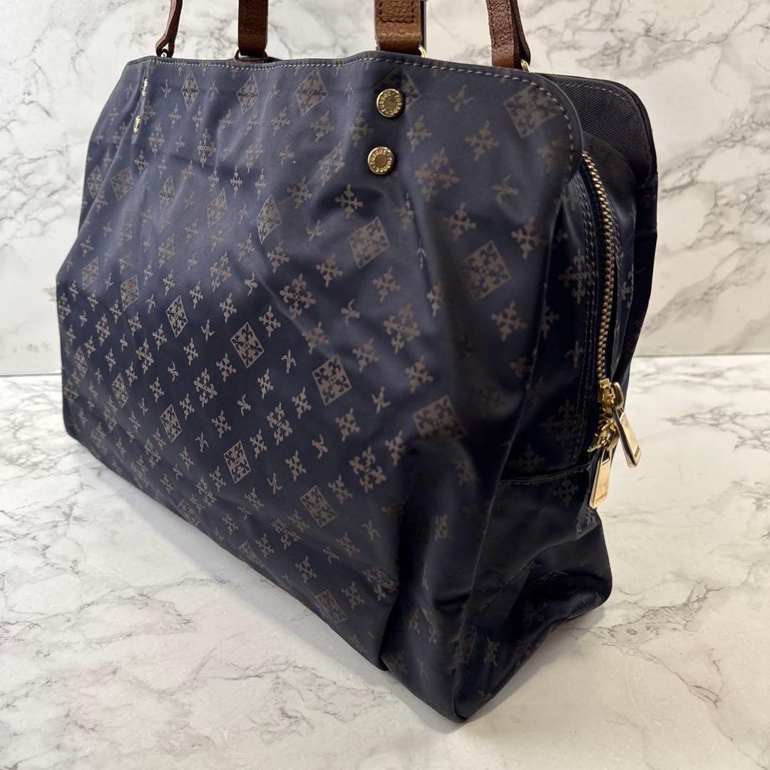 ほぼ未使用品russet ラシット ナイロン×本革 レザートートバッグ ネイビー