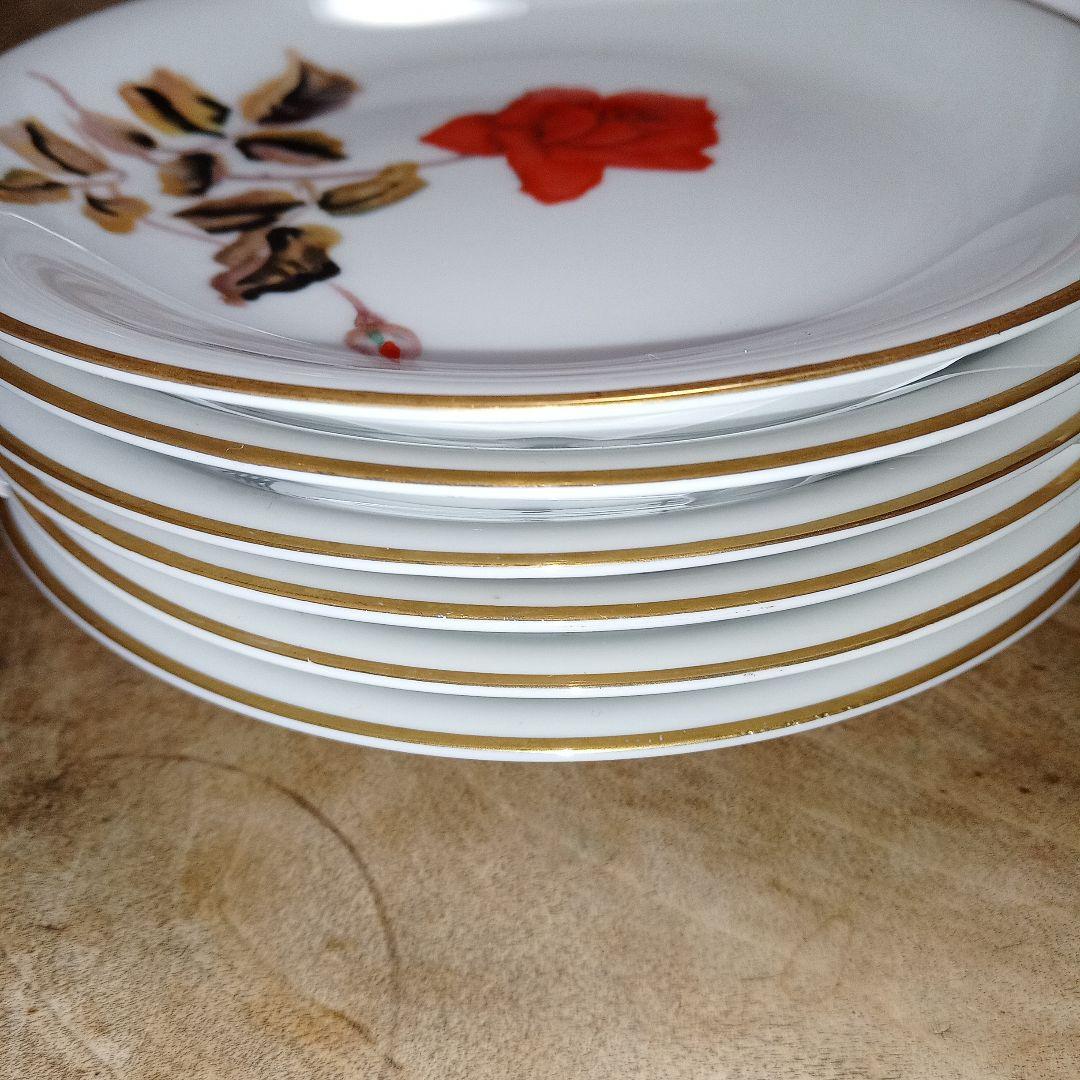 則武　井上武の赤いバラの陶磁器食器セット 6枚