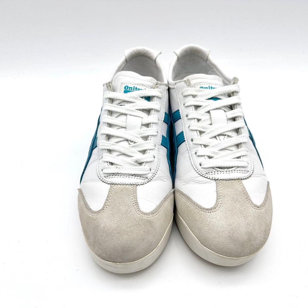 オニツカタイガー メキシコ66 SD ホワイト ティールブルー レザー 厚底