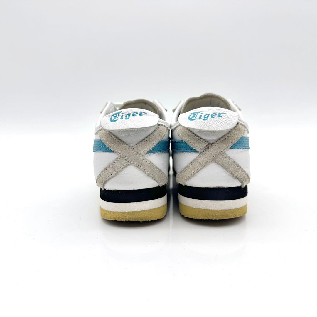 オニツカタイガー メキシコ66 SD ホワイト ティールブルー レザー 厚底
