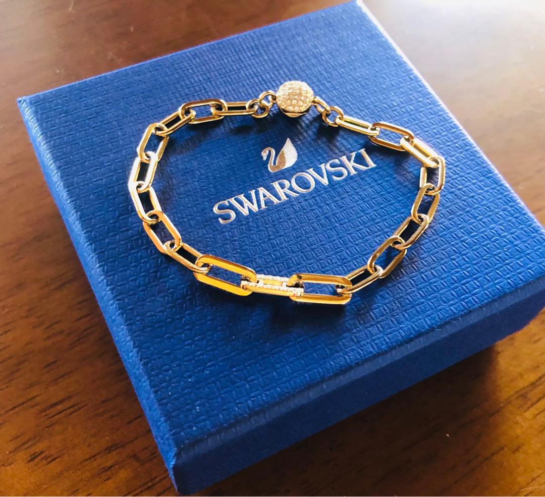 リル　スワロフスキーSWAROVSKI　チェーン　ブレスレット　ゴールド系