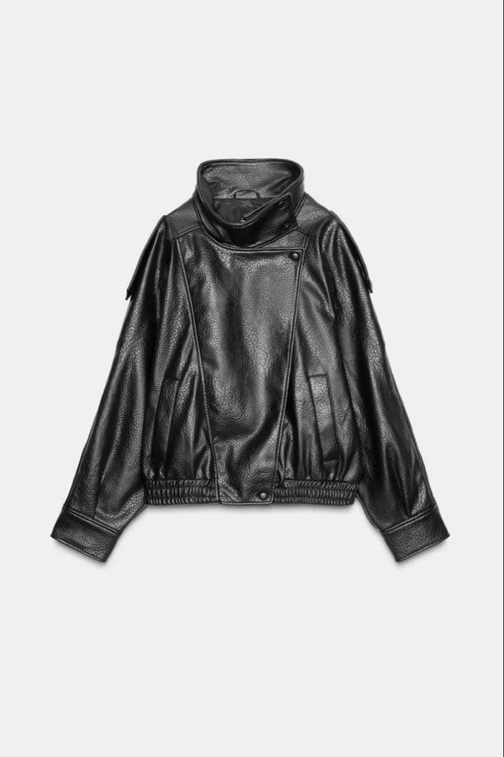 ZARA フェイクレザージャケット ブラック M