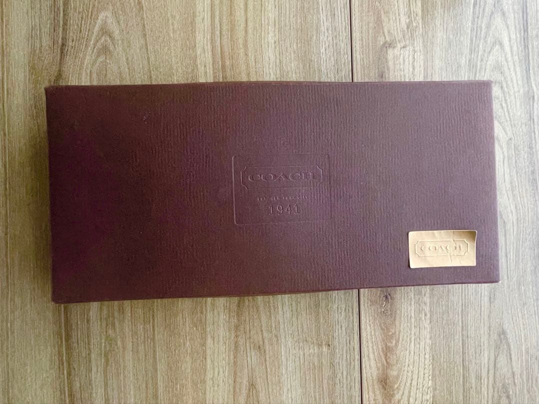 【美品】COACHダークブラウン レザーカシミヤ手袋L 専用箱付12時間以内発送