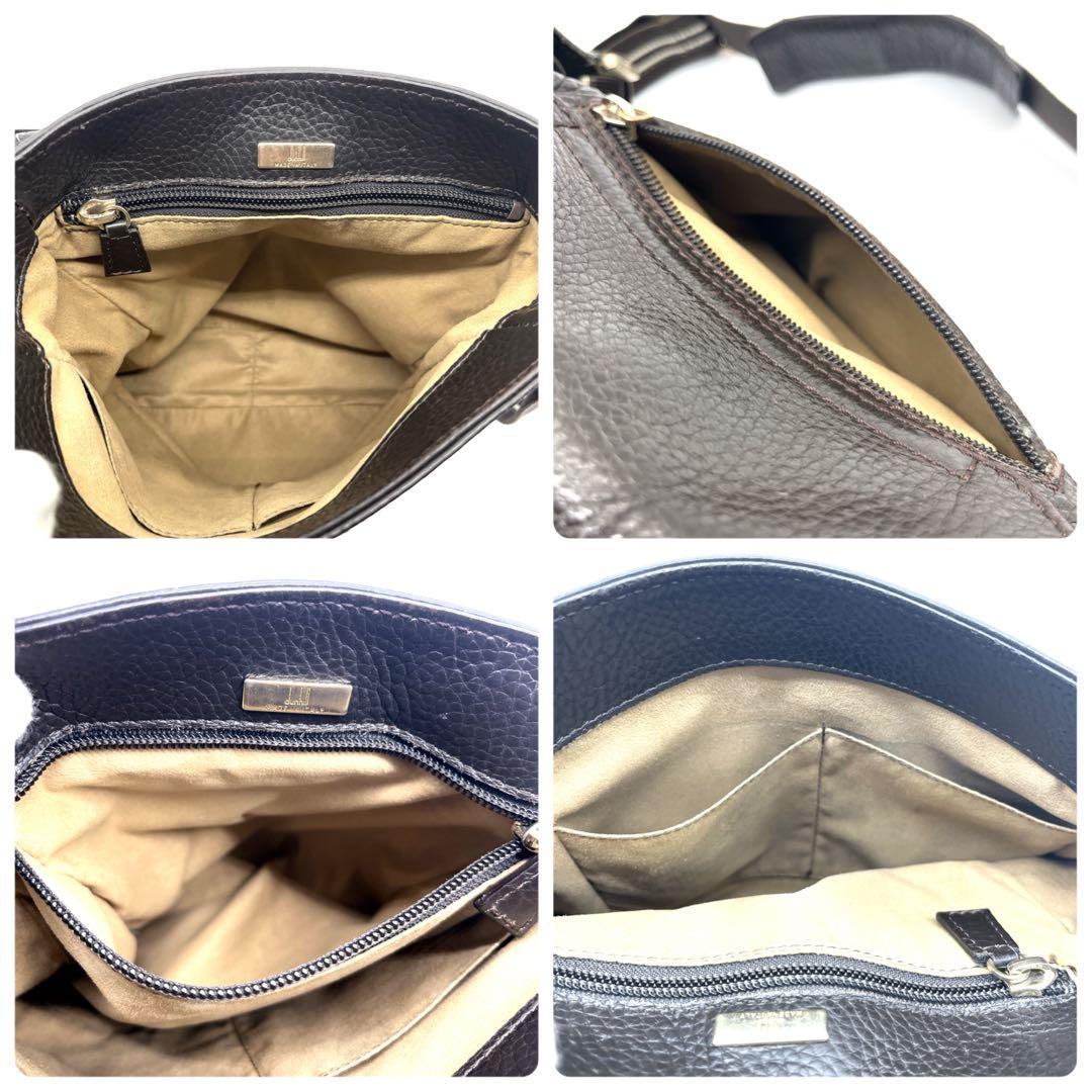 【希少】ダンヒル メッセンジャーバッグ フラップ シボ革 ダークブラウン