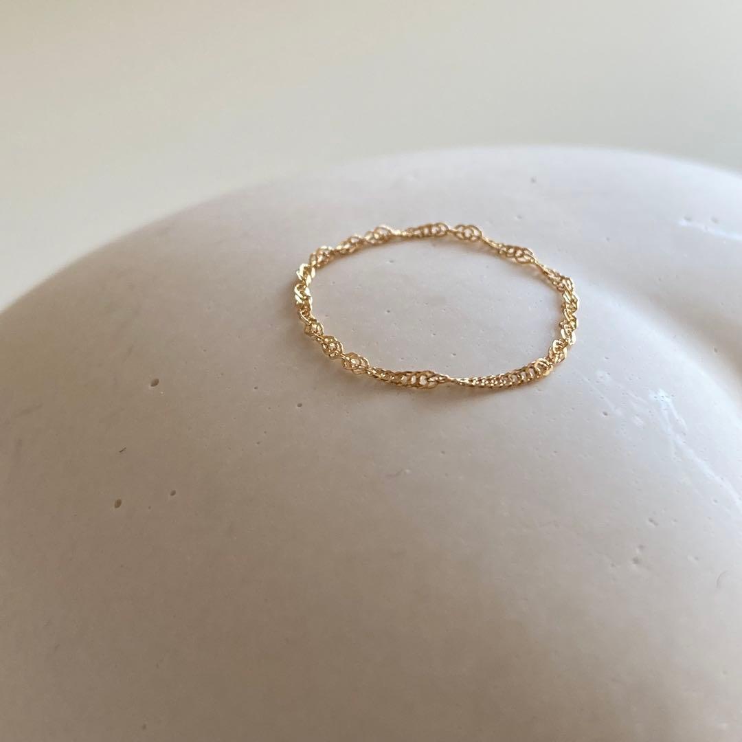 新品 日本製 18金 K18 リング 11号 チェーンリング 即日発送