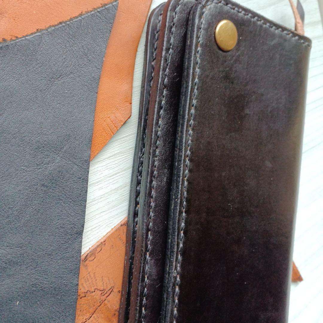 姫路レザー　トラッカーウォレット　ロング　茶芯　ハンドメイド