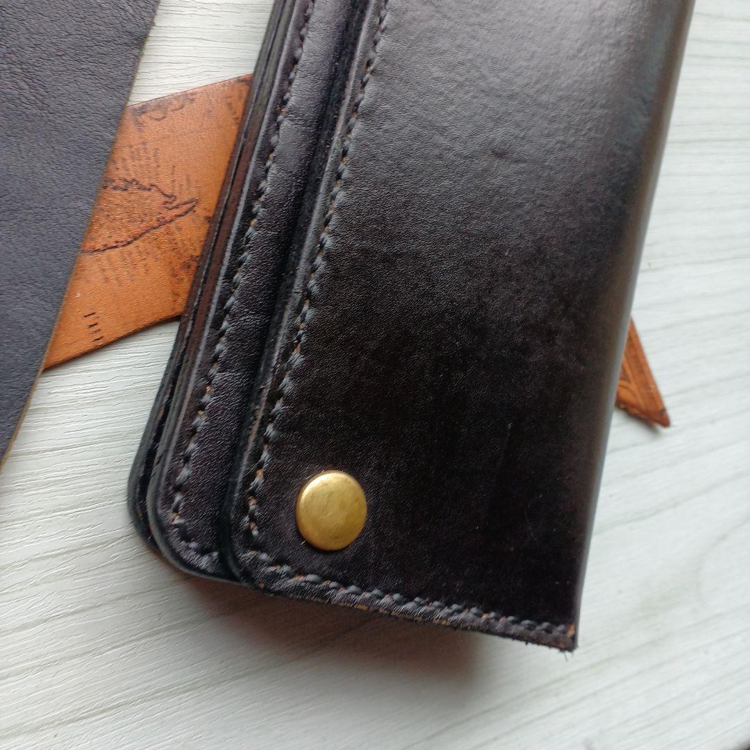 姫路レザー　トラッカーウォレット　ロング　茶芯　ハンドメイド