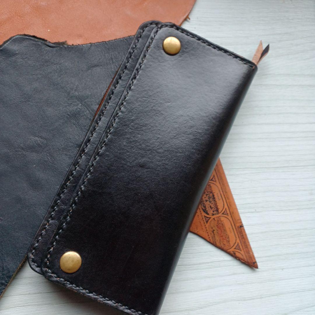 姫路レザー　トラッカーウォレット　ロング　茶芯　ハンドメイド