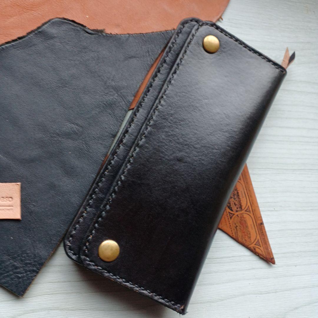 姫路レザー　トラッカーウォレット　ロング　茶芯　ハンドメイド