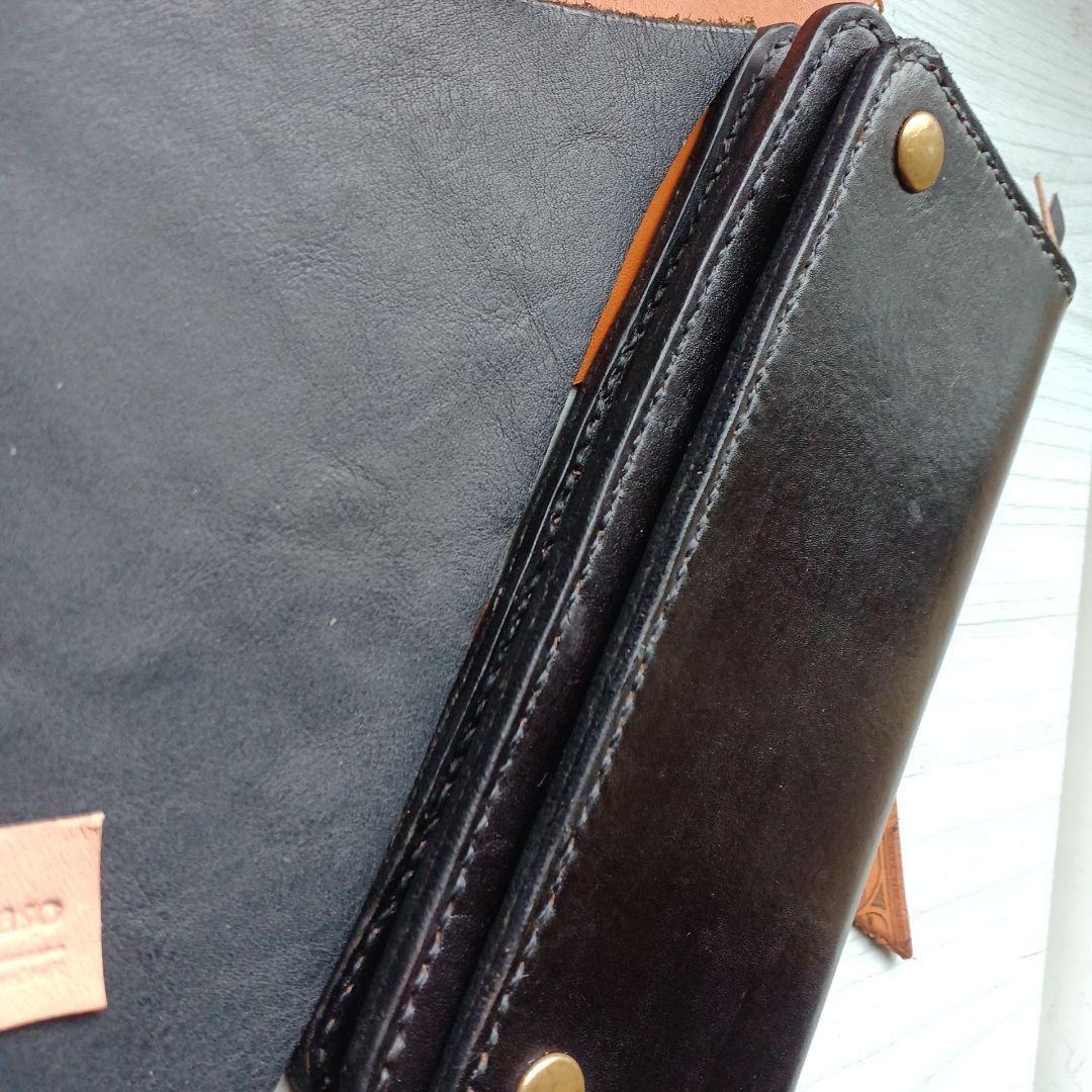 姫路レザー　トラッカーウォレット　ロング　茶芯　ハンドメイド