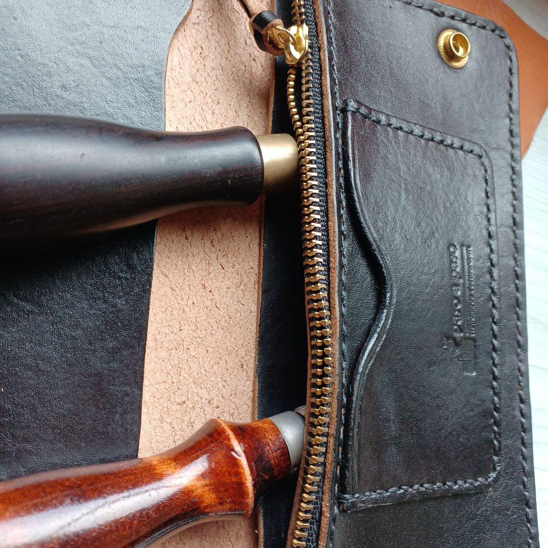 姫路レザー　トラッカーウォレット　ロング　茶芯　ハンドメイド