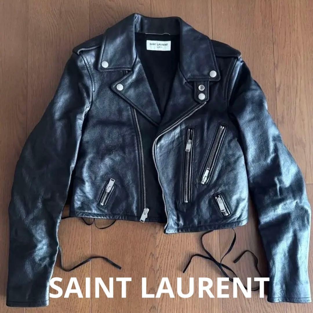 SAINT LAURENT ブラックダブルライダースジャケット　エディ期 F36