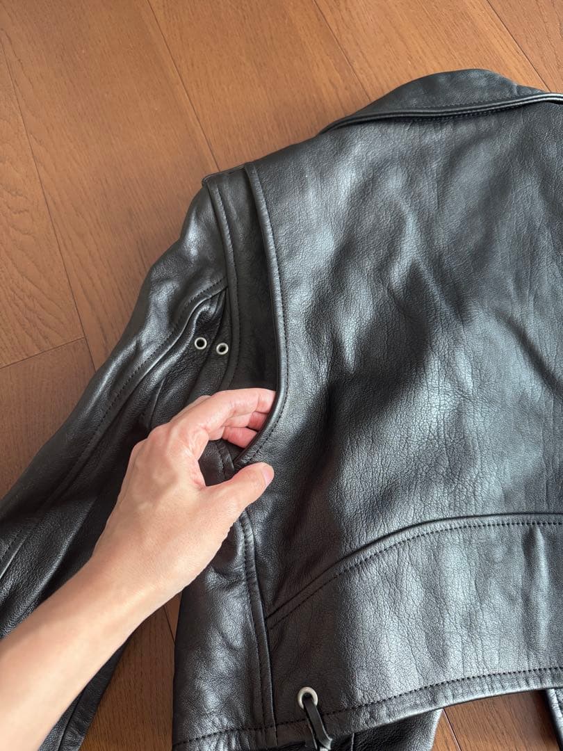 SAINT LAURENT ブラックダブルライダースジャケット　エディ期 F36