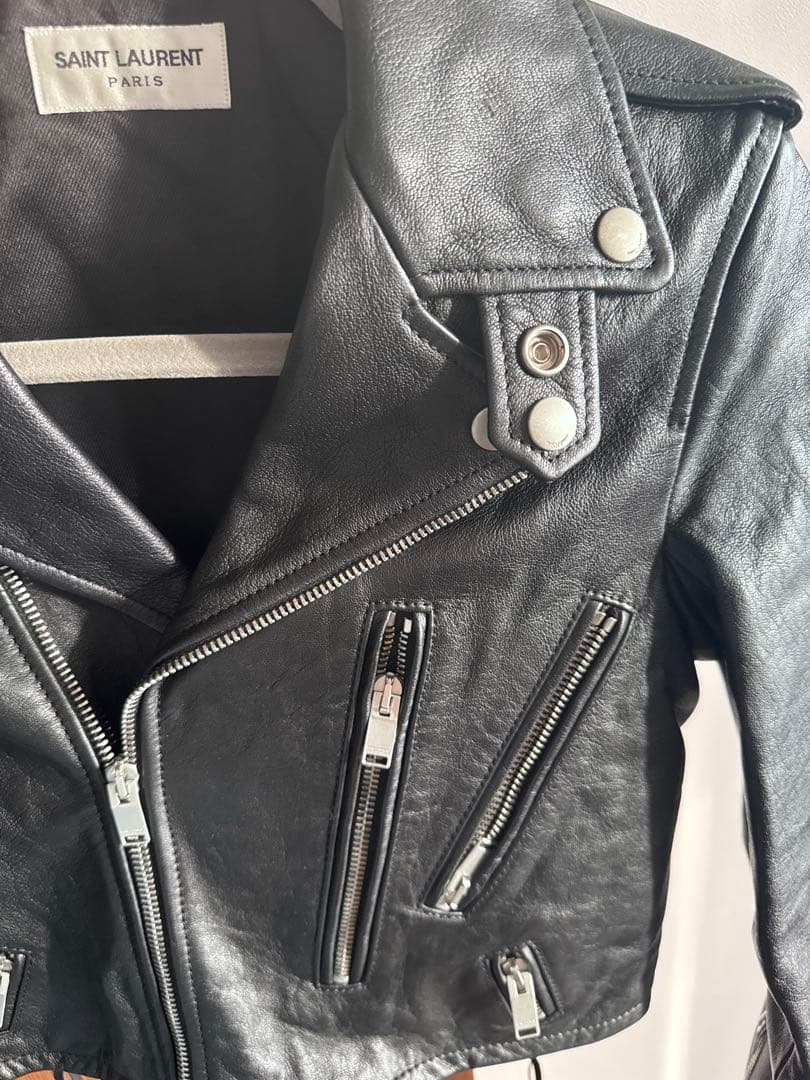 SAINT LAURENT ブラックダブルライダースジャケット　エディ期 F36