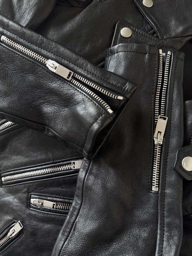 SAINT LAURENT ブラックダブルライダースジャケット　エディ期 F36