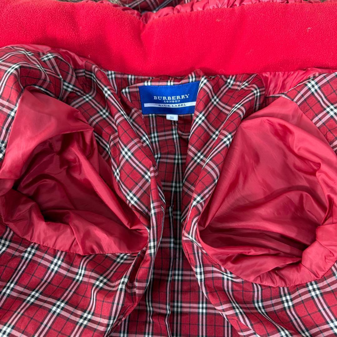 極美品 バーバリーブルーレーベル ノバチェック フレア Aライン ダウンJKT