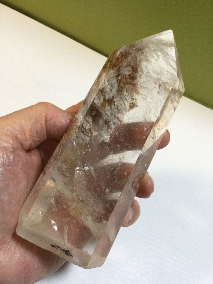 ガーデン水晶6角柱，赤水晶6角柱，インカローズ原石，3点セット