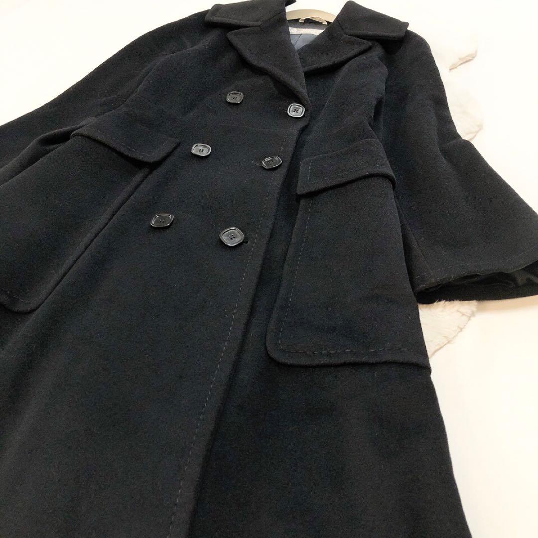 MaxMara*マックスマーラ　ロングコート　女優襟　ブラック　銀タグ 36