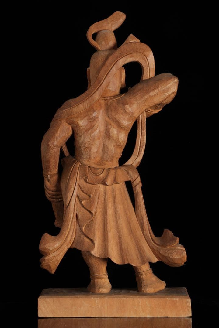 大型 木彫 仁王像 阿形 金剛力士像 59cm 仏像 一刀彫 仏教美術 古美術品