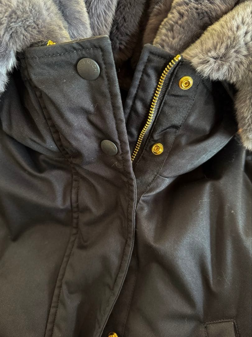 WOOLRICH ダウンジャケット S ブラック ラビットファー