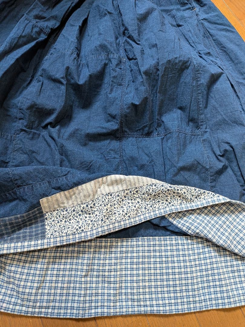 45R45rpm タペットのパッチワークスカート（インディゴ）