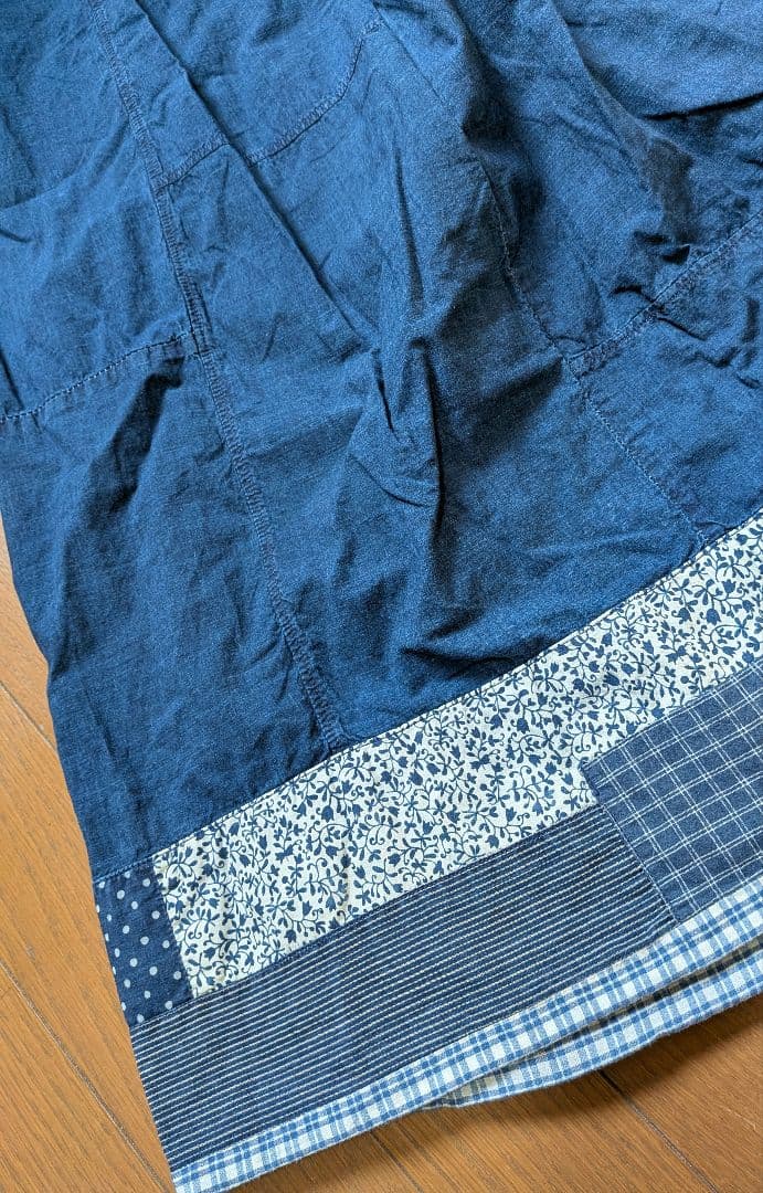 45R45rpm タペットのパッチワークスカート（インディゴ）