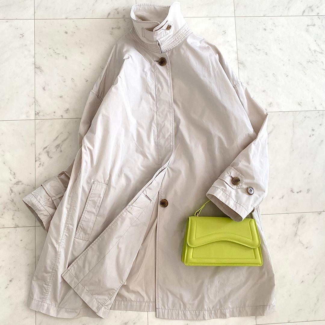 美品 モラビト 上質スプリングコート ロゴワッペン付き 淡ベージュ 38