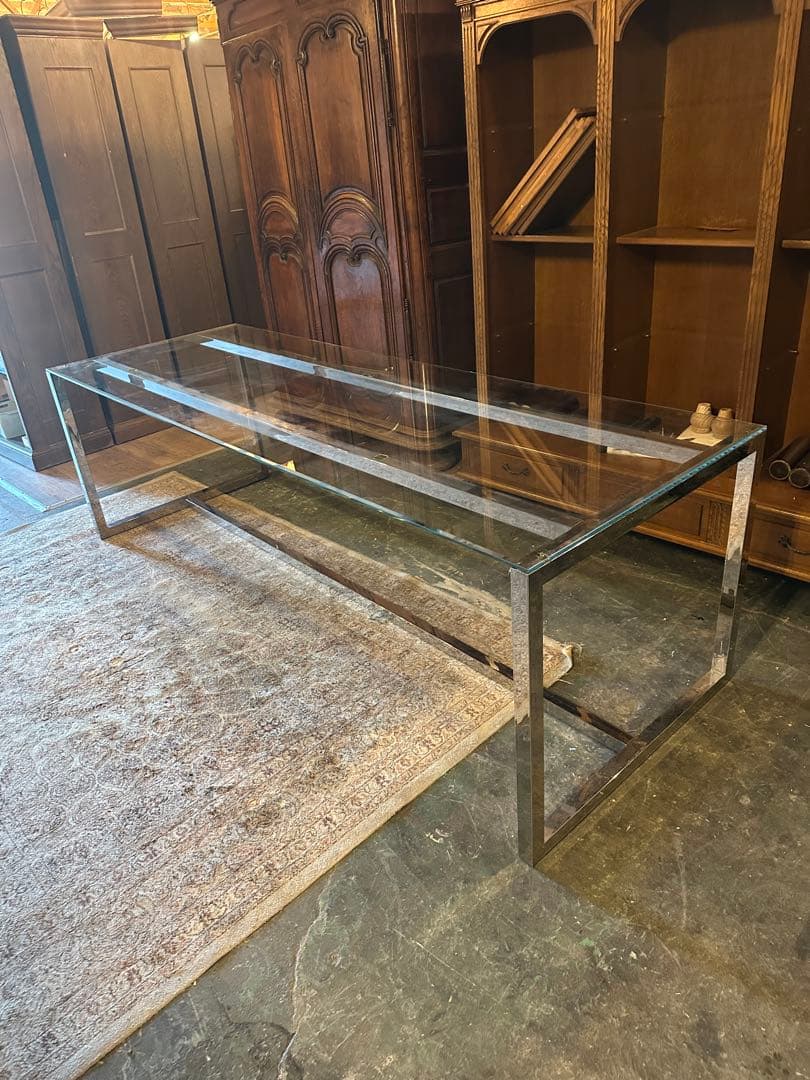 【東京都内23区配送無料】240cm ガラステーブル　事務　デザイナーズ　机