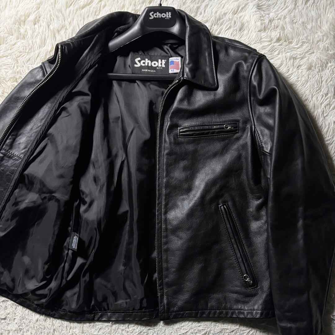 【米国製/現行】schott ライダースジャケット 643 本革　ブラック　42