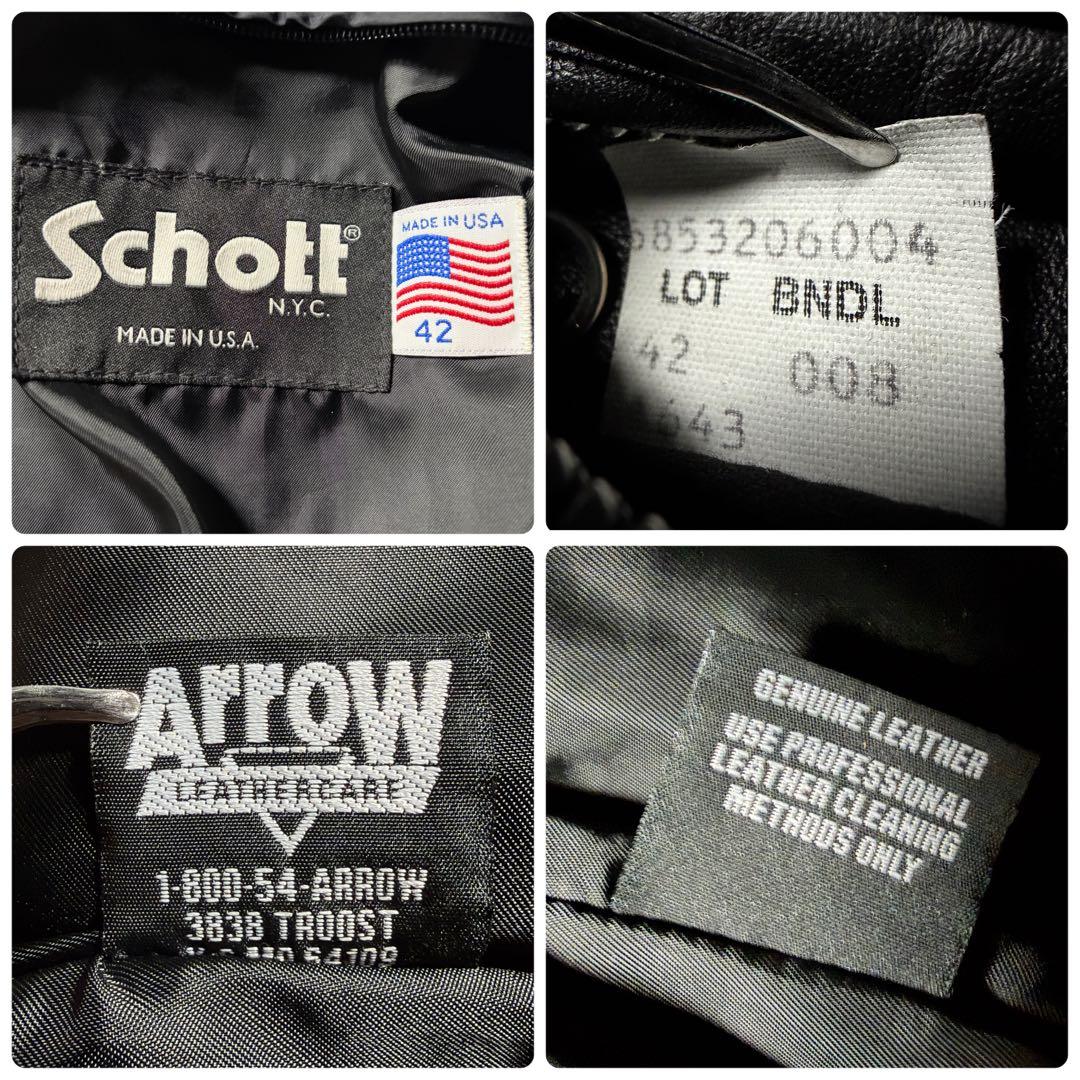 【米国製/現行】schott ライダースジャケット 643 本革　ブラック　42