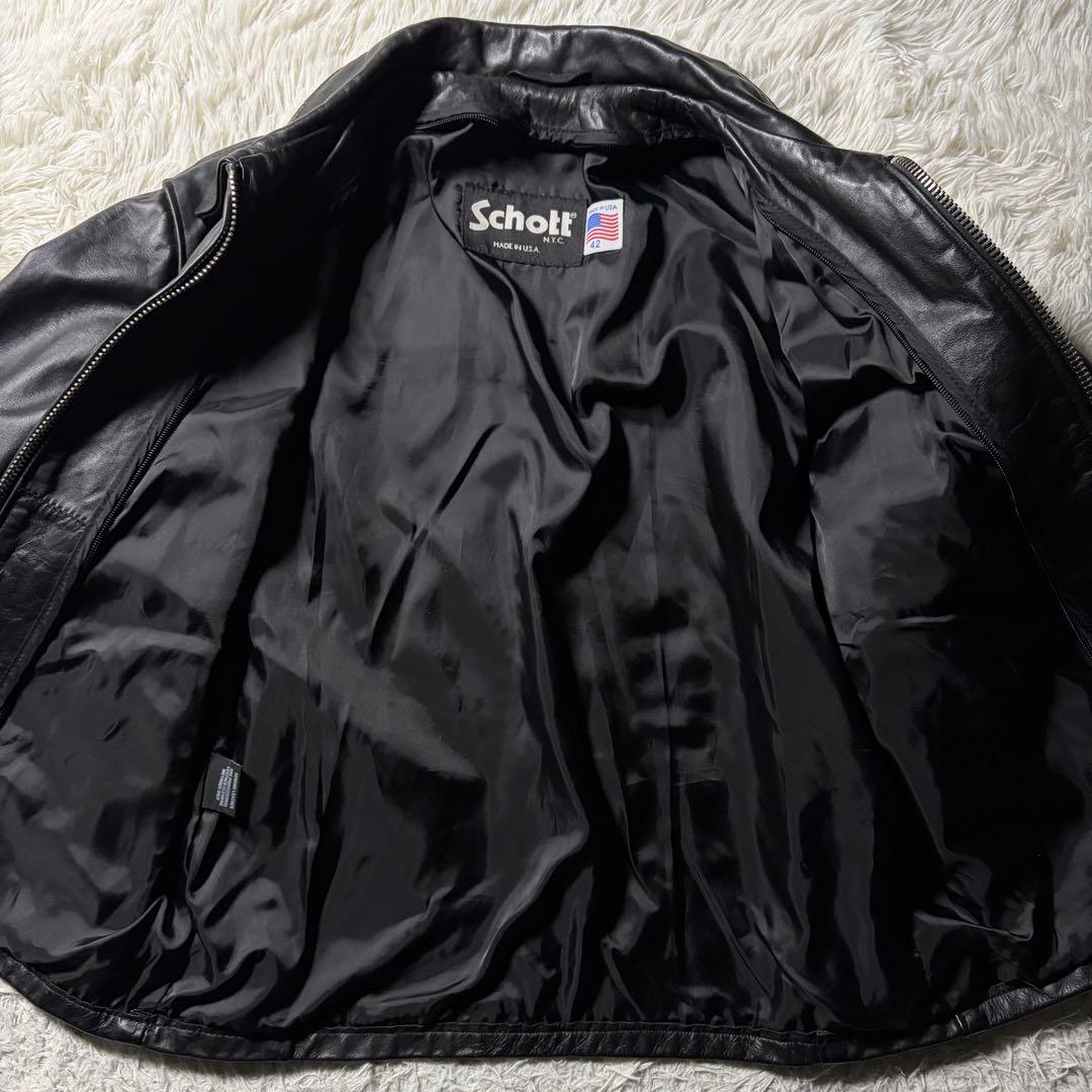 【米国製/現行】schott ライダースジャケット 643 本革　ブラック　42