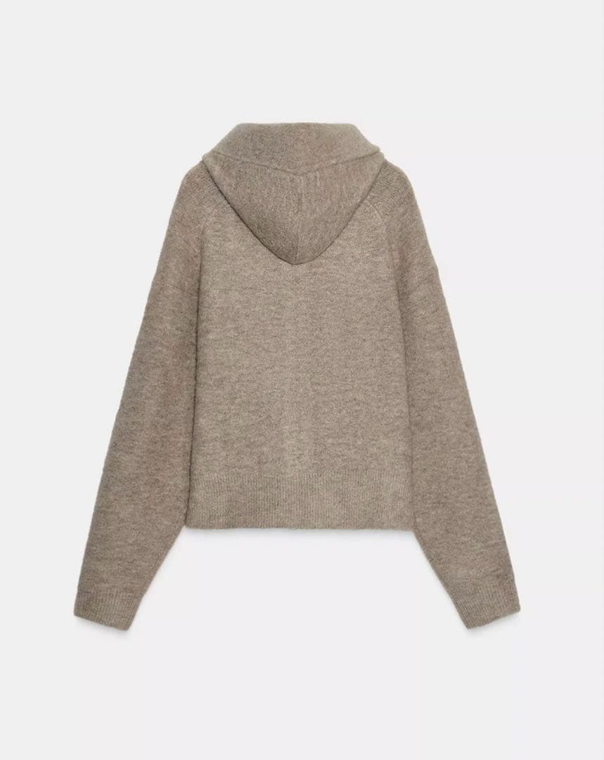 ZARA フード付きリボンニットカーディガン