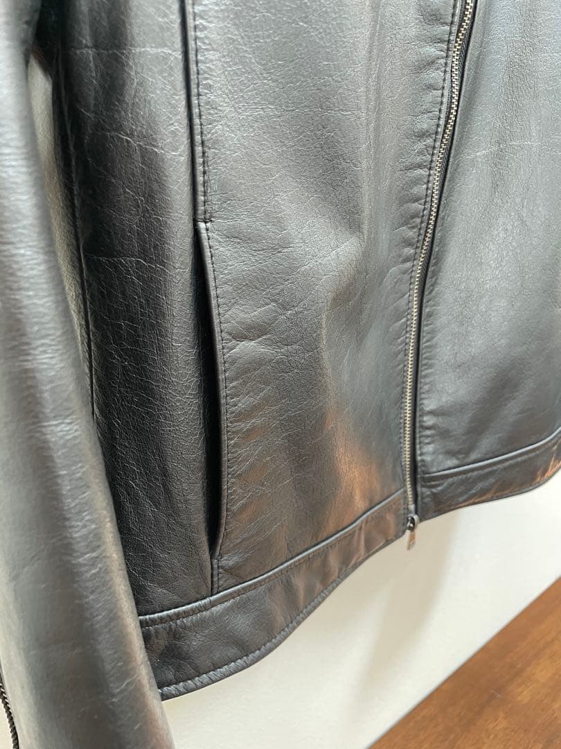 【美品】TETE HOMME（テットオム）牛革シングルライダース ジャケット L