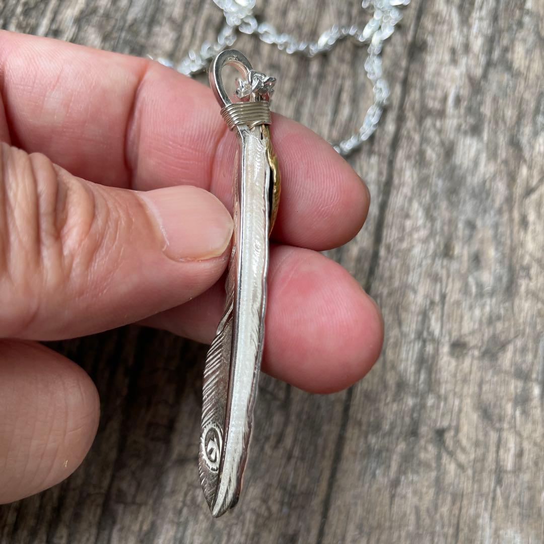 上金 左 フェザー ネックレス トップ ハート ハンドメイド ノーブランド