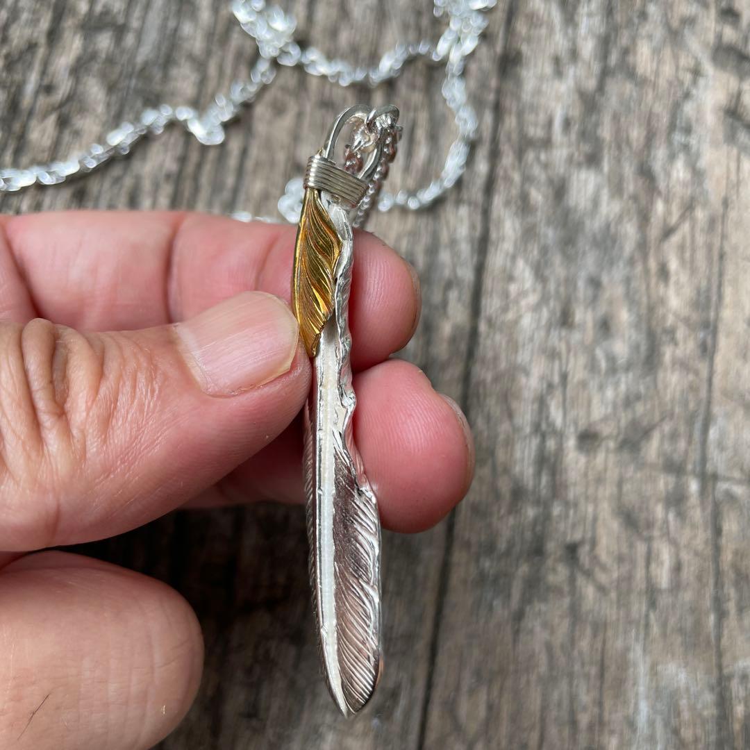 上金 左 フェザー ネックレス トップ ハート ハンドメイド ノーブランド