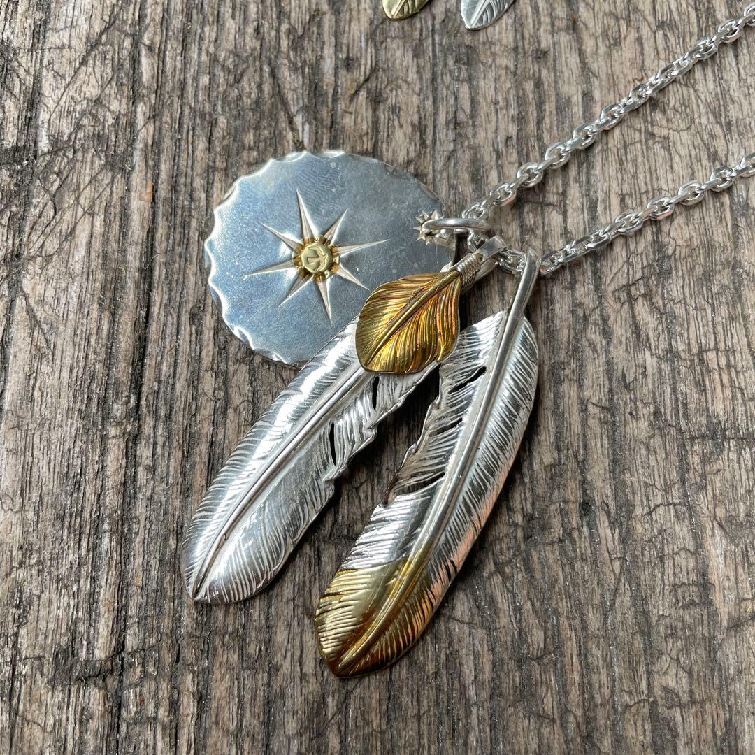 上金 左 フェザー ネックレス トップ ハート ハンドメイド ノーブランド