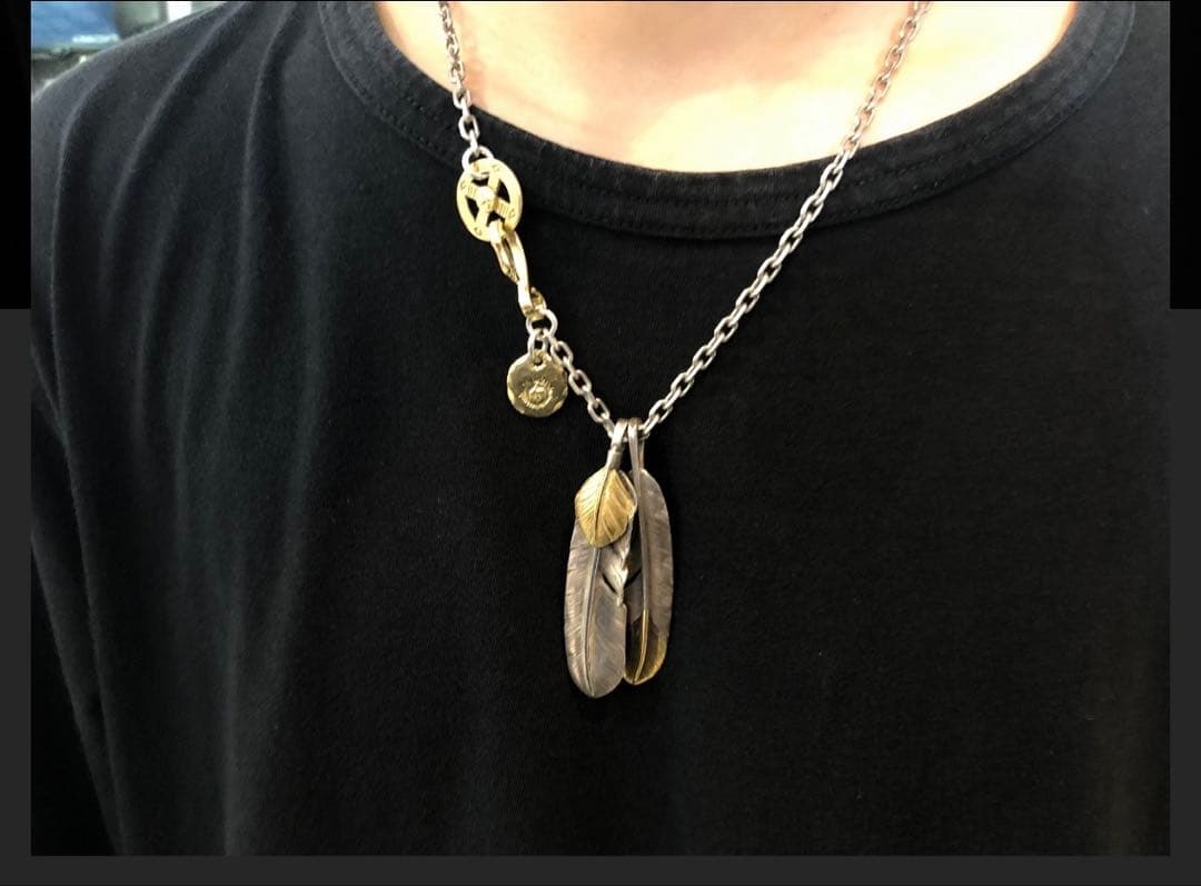 上金 左 フェザー ネックレス トップ ハート ハンドメイド ノーブランド