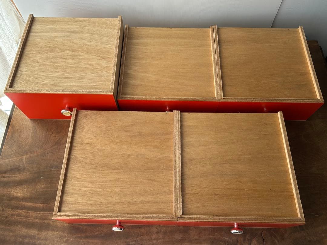 昭和レトロ　当時物　5段チェスト　引き出し　収納　オレンジ　レトロポップ　タンス