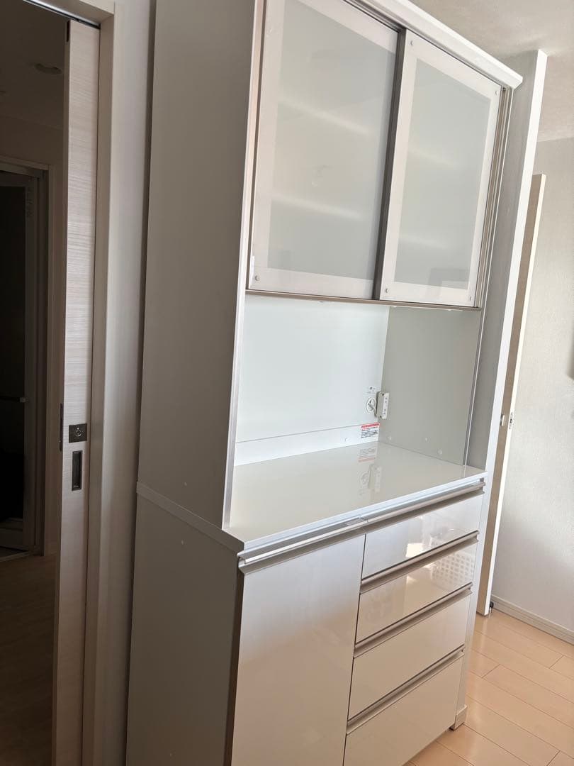 CIEL シエル　オーダー食器棚 4段引き出し ガラス扉　ゴミ箱