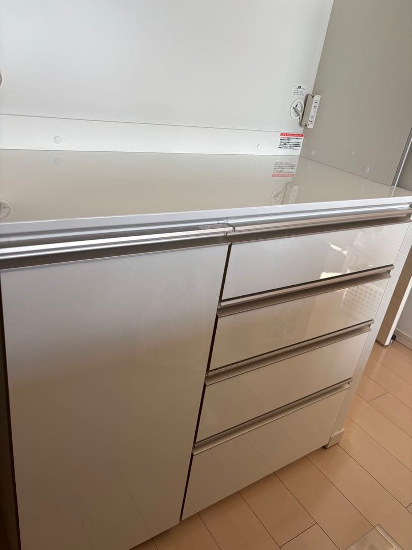 CIEL シエル　オーダー食器棚 4段引き出し ガラス扉　ゴミ箱