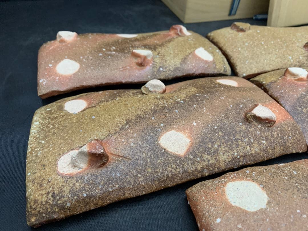 高橋楽斎　信楽焼　長方皿　5枚　栞共箱