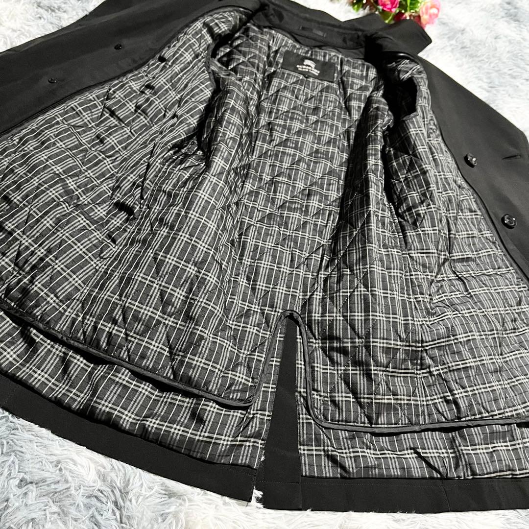 極美品　バーバリーブラックレーベル トレンチコート ライナー付 ベルト 黒 S